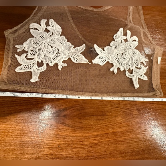 For Love + Lemons Nude Mesh Bralette with White floral appliqués Medium - Picture 5 of 7